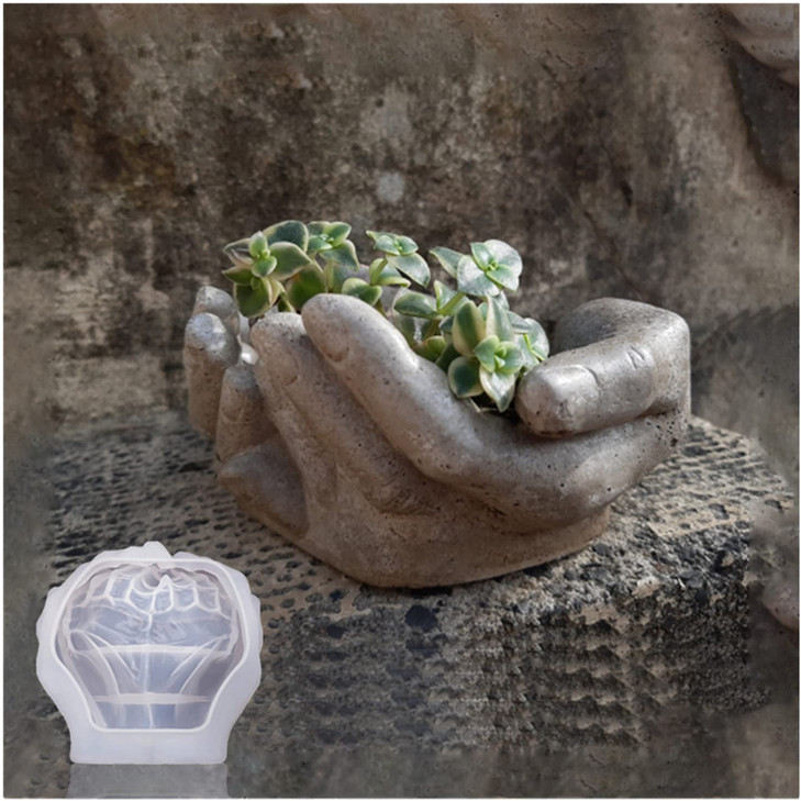 Hand Shaped Flower Pot Cement Silicone Mold Concrete Clay Succulent Planter Mold Dish Resin Jewelry Storage Mould Epoxy