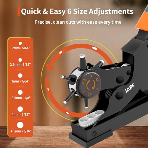 XOOL Revolving Punch Plier Kit Leather Hole Punch Set for Belts Watch Bands Straps Dog Collars Saddles Shoes Fabric DIY