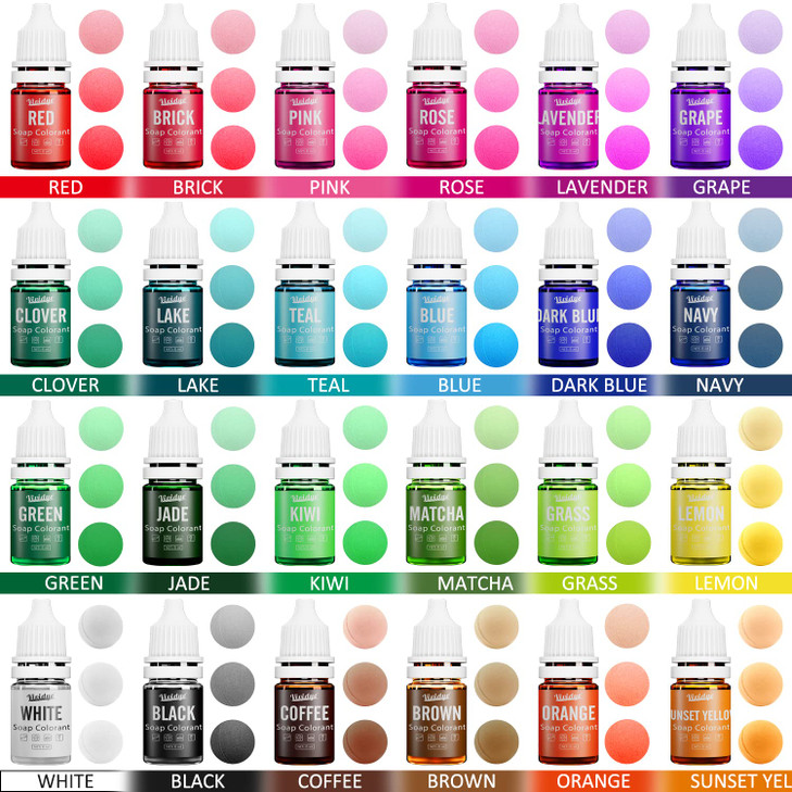 Soap Dye 24 Color Food Grade Skin Safe Coloring for Bath Bomb and DIY Making Supplies Liquid Concentrated Colorant Kit f