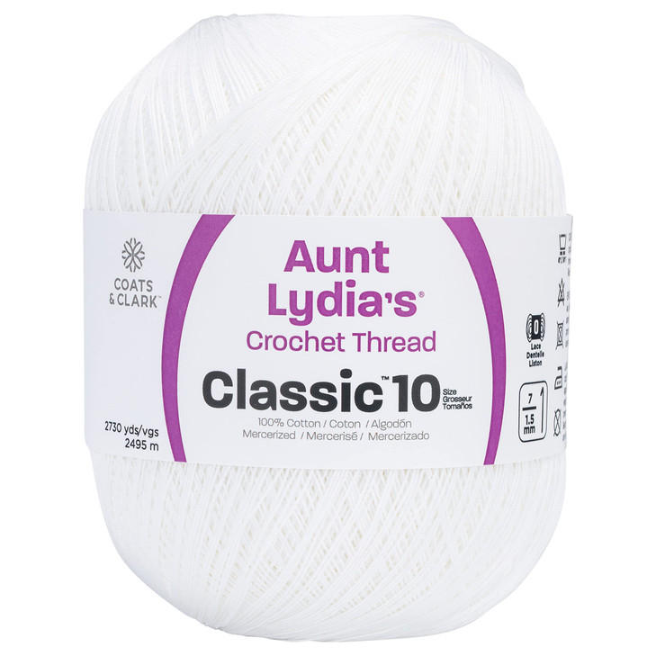 Aunt Lydia Crochet Cotton Jumbo White 1 Pack of Crochet Cotton Size 102730 Yards KnittingCrochet