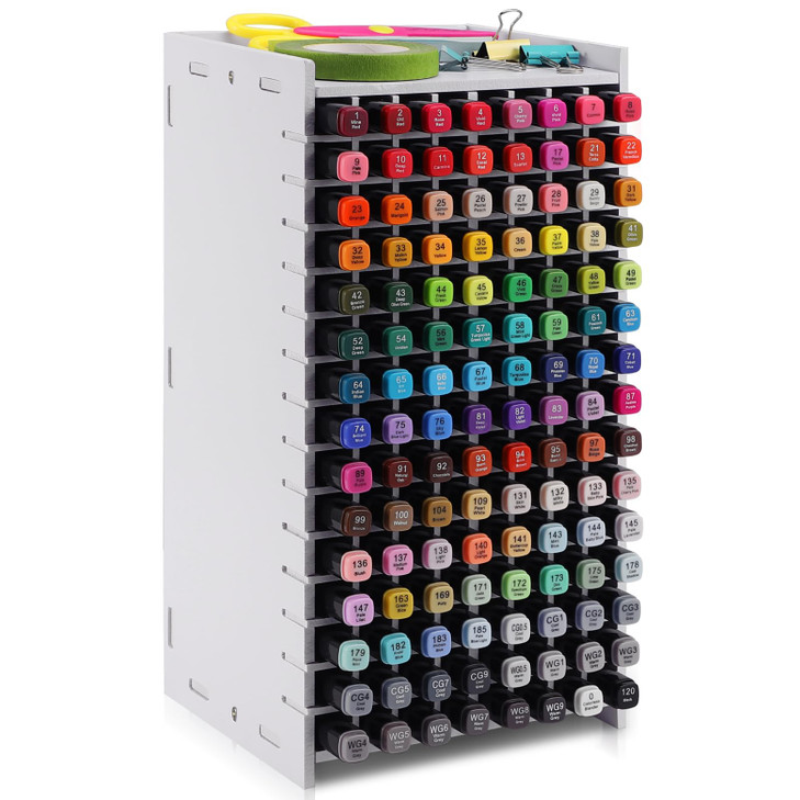 Yrangee Marker Organizer 120 Slots Marker Holder Organizer Marker Storage with Divider Art Marker Rack for Pens Colored