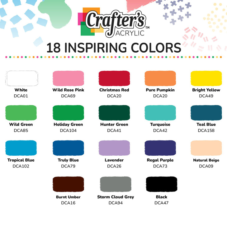 DecoArt Crafters Acrylic Paint Set Popular Colors 18 Bottles 2 fl oz Easy Craft Paints Classrooms Art Projects DIY Craft