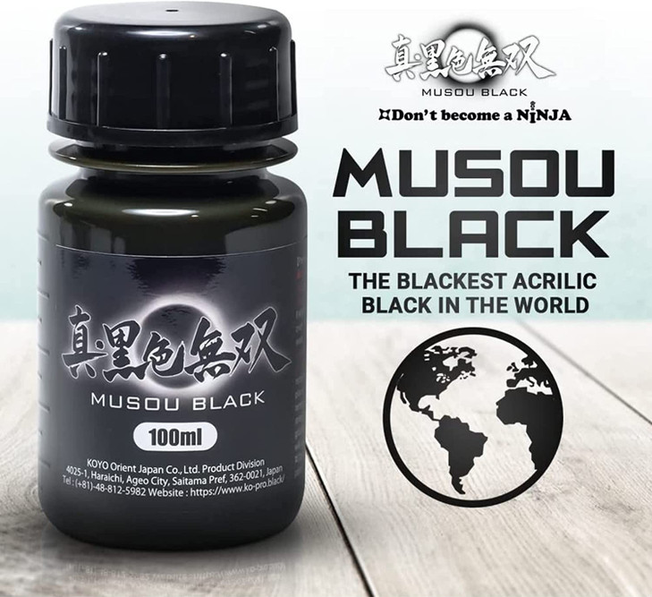 MUSOU BLACK World Blackest Acrylic Paint 100ml x 2 Pack 338 Fl Oz Pack of 2
