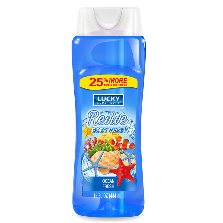 Lucky Super Soft Body Wash, Ocean Fresh, 15 Ounce