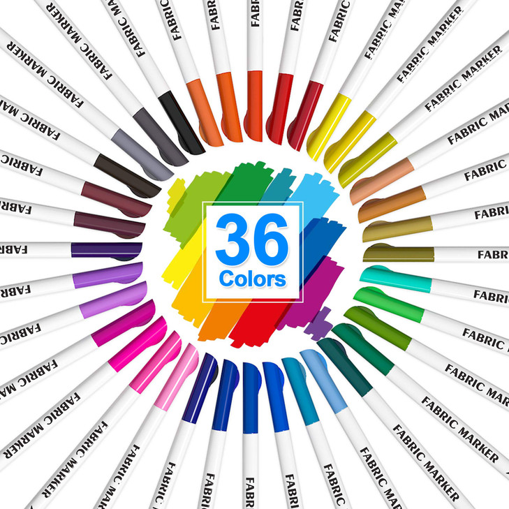 Fabric Markers Lelix 36 Colors Permanent Fabric Pens for Writing Painting on TShirts Clothes Sneakers Canvas Child Safe
