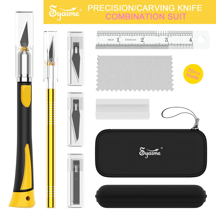Craft Knife Set 2 Pcs Precision Knife with 20 Pcs Sharp Blades and Storage Box Professional Hobby Utility Knife Perfect