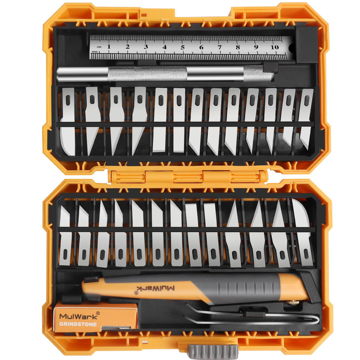 MulWark 32Piece Precision Hobby Knife Set Exacto Knife Set For Modeling Craft Knife Handle Customized With Chiseling Ste