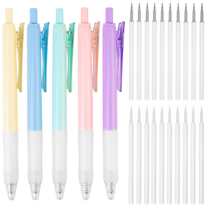 Craft Knife Pens 5Pcs Hobby Knife Pen Cutter Set Retractable PushType Ceramic Carving Cutting Hobby Knife Tool with 20Pc