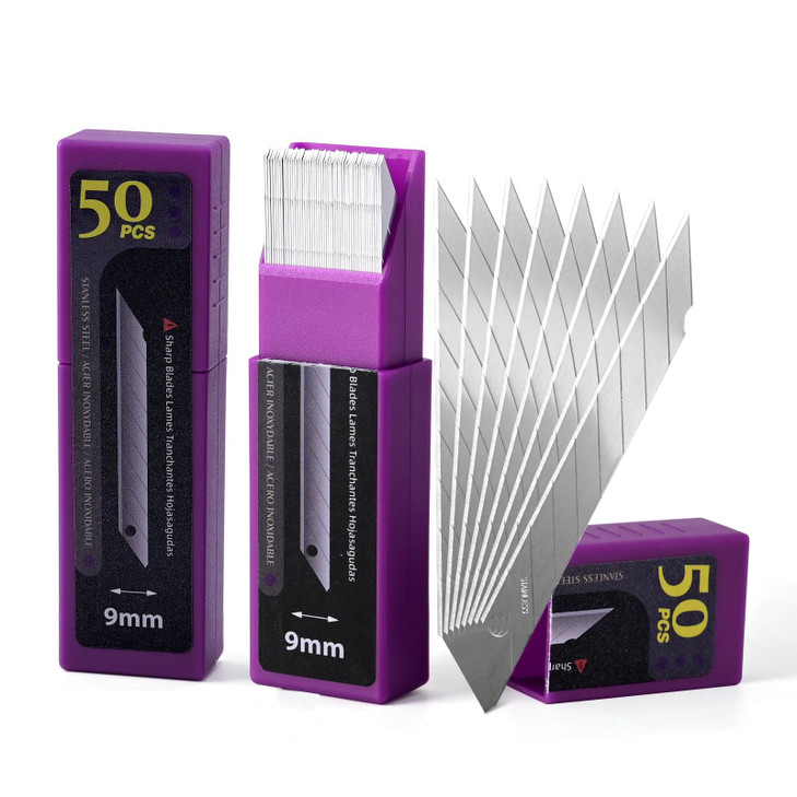 NEWISHTOOL 9mm Stainless Steel Blade 30 Degree Snap Off Blades 100 PCS Replacement Blades Spare Knife Refills for Utilit