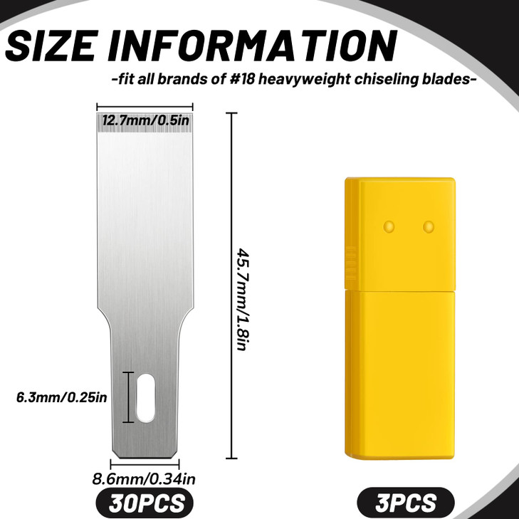 Size 18 Chiseling Blades SK5 Knife Blades No Handles Knife Square Blade Carbon Steel Chisel Tip Knife Blade with Plastic
