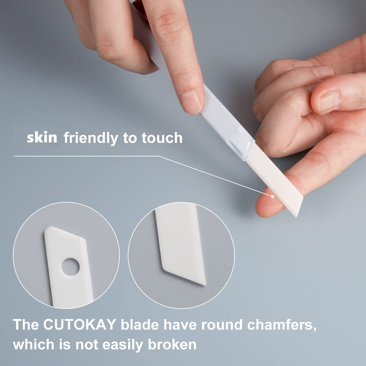 CUTOKAY Upgrade 15x Thickness Ceramic Box Cutter Blades 9mm Wide Knife refill Ceramic Utility Knife Blades Spare 6pack