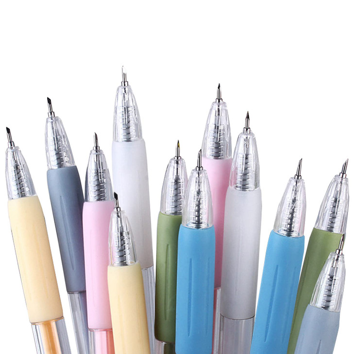 Pack 12 Retractable Hobby Knife Precision Craft Cutting Tools with Silicon Grip Work As A Pen Thin Blade for Art Paper S