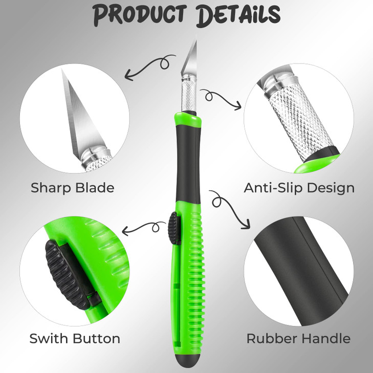TIFICAL Exacto Knife 1 Pack Craft Knife with Extra 10 Pcs High Carbon Steel Blades Sharp Hobby Knives for Crafting Preci