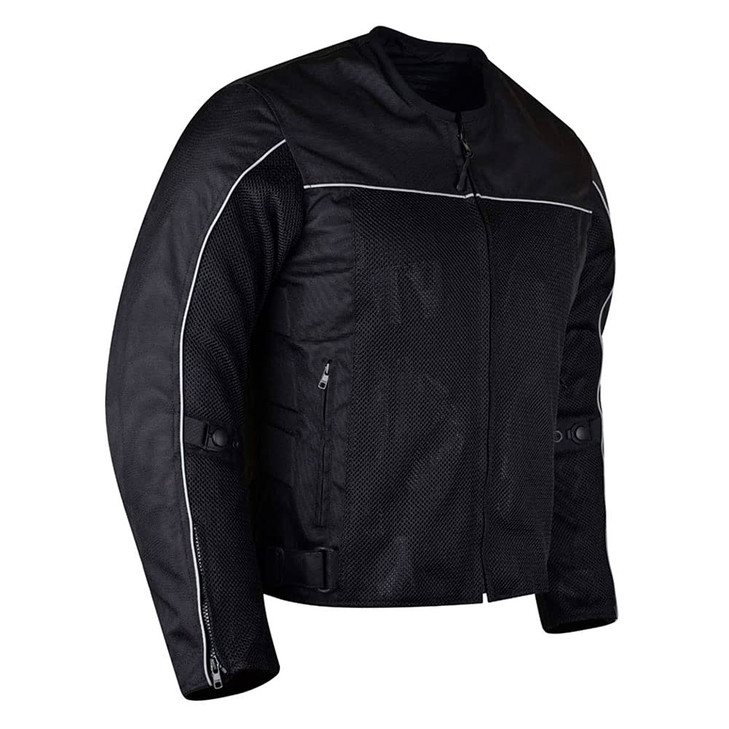 Vance Leather Airflow Mens Black AllSeason Reflective Mesh Textile Motorcycle Jacket wCE Armor Removable Liner Black Med