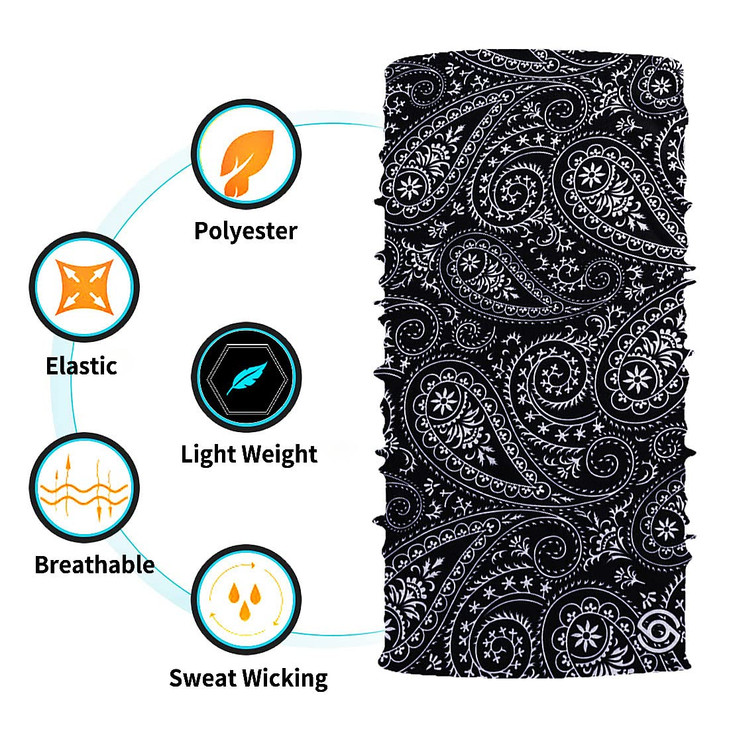 Neck Gaiter Face Cover Bandana Mask Scarf Breathable Sun Dustproof for Cycling Running Fishing Hiking