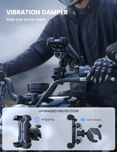 Lamicall Motorcycle Phone Mount Holder Dual Vibration Dampener Upgrade Handlebar Clip Motorcycle Cell Phone Holder Bike