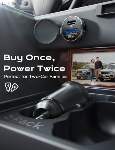 LISEN Car Charger USB C 69W Cigarette Lighter USB Charger Adapter Car Accessories Gifts for Men Mini USBC Cars Fast Char