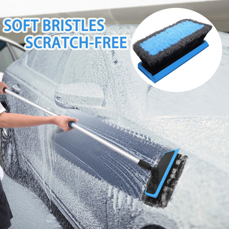 Wontolf 62 Car Wash Brush with Long Handle ScratchFree Soft Bristles Sturdy Car Wash Mop Kit Complete Car Cleaning Brush