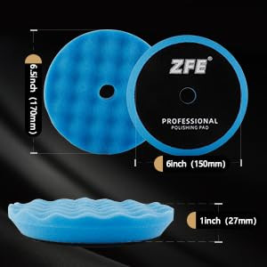 Buffing Polishing Pads ZFE 7Pcs 6150mm Waffle Foam Buffing Pads Polishing Pads Wool Pad Kit for 6Inch Backing Plate RODA