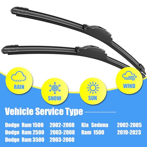 Gavimnal 2424 Silicone Wiper Blades Replacement For Dodge Ram 1500 20022008 Ram 2500 20032008 Ram 3500 20032008 Ram 1500