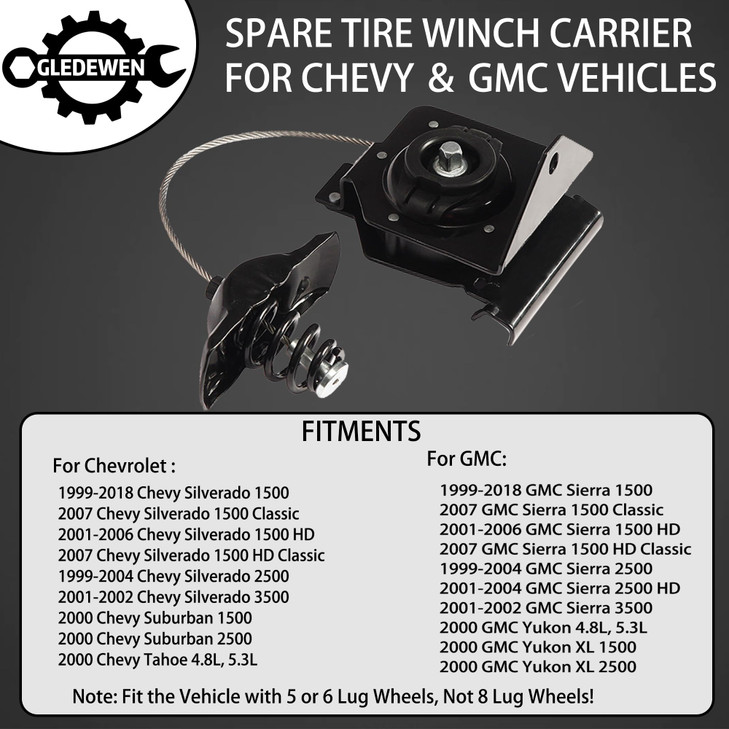 Spare Tire Hoist Spare Tire Winch Carrier for 19992017 Chevy Silverado 1500 2500 3500 Suburban Tahoe GMC Sierra 1500 250