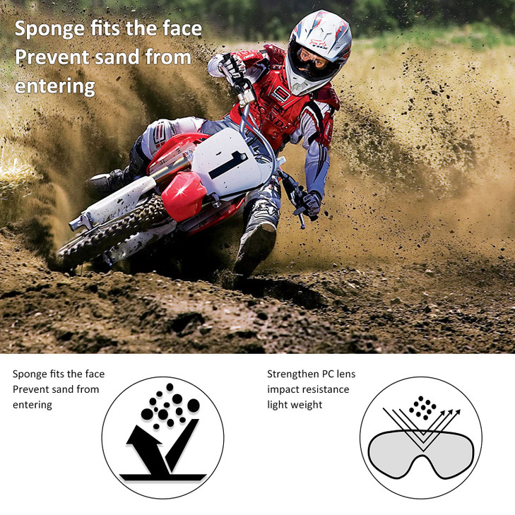 LMAVAG Motorcycle Goggles for Men Women Motocross Dirt Bike ATV Riding Windproof Glasses Wide Vision Powersports MX MTB
