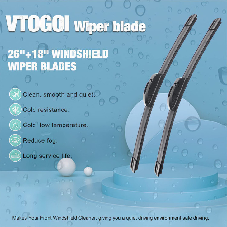VTOGOI OEM Quality 2618 Premium AllSeason Auto Windshield Natural Rubber JHook Wiper BladesPack of 2