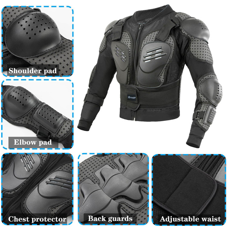 Reomoto Kids Motorcycle Jacket Dirt Bike Gear Chest Back Protector for Motor Bike Children Motorcycle Full Body Armor Ja