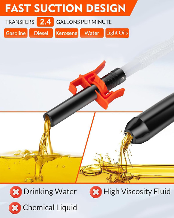 BestCosy Portable Transfer Pump Battery Operated Electric Siphon Pump for Gas Fuel Diesel Water Transfer 24 GPM Flow Oil
