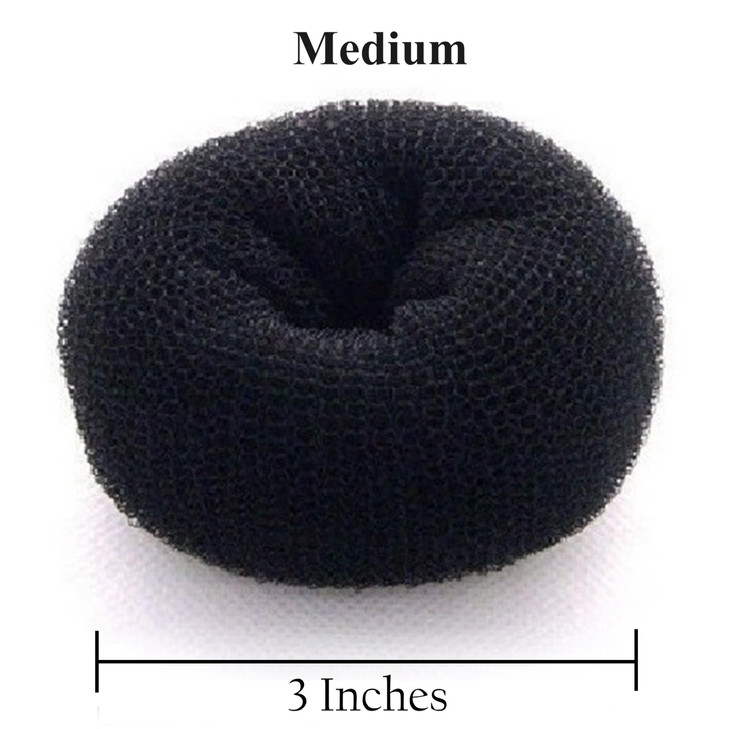 Beaute Galleria Hair Donut Bun Maker Ring Style Mesh Chignon Ballet Sock Bun (Medium, Black)