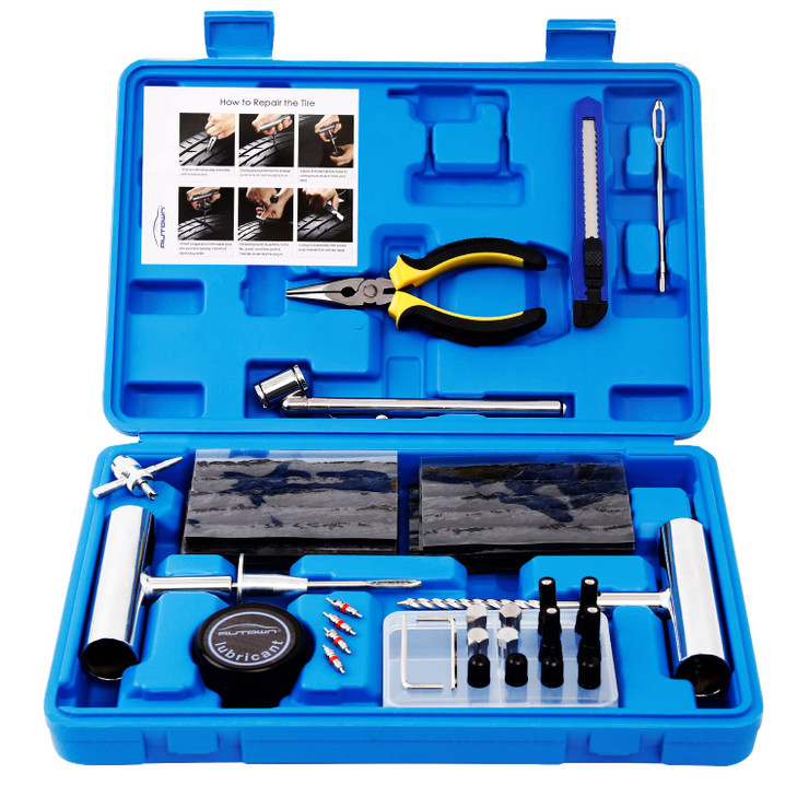 AUTOWN Tire Repair Kit 68pcs Heavy Duty Tire Plug Kit Universal Tire Repair Tools to Fix Punctures and Plug Flats Patch