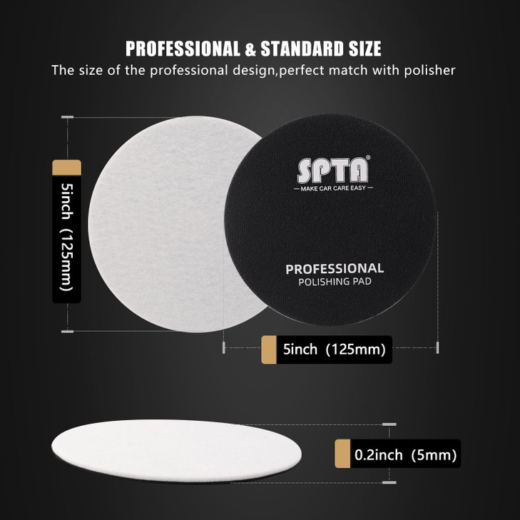 Glass Polishing Pad SPTA 5 Pcs 5125mm Car Glass Polishing Discs Microfiber Polishing Buffing Pad Scratch Removal Kit for