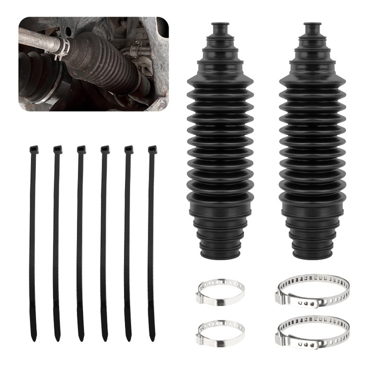 2PCS Inner Tie Rod Boot KitMultiSize Adjutable Rack and Pinion Boot Kit with Pinion Bellow Cable Ties ClampsSilicone Dus