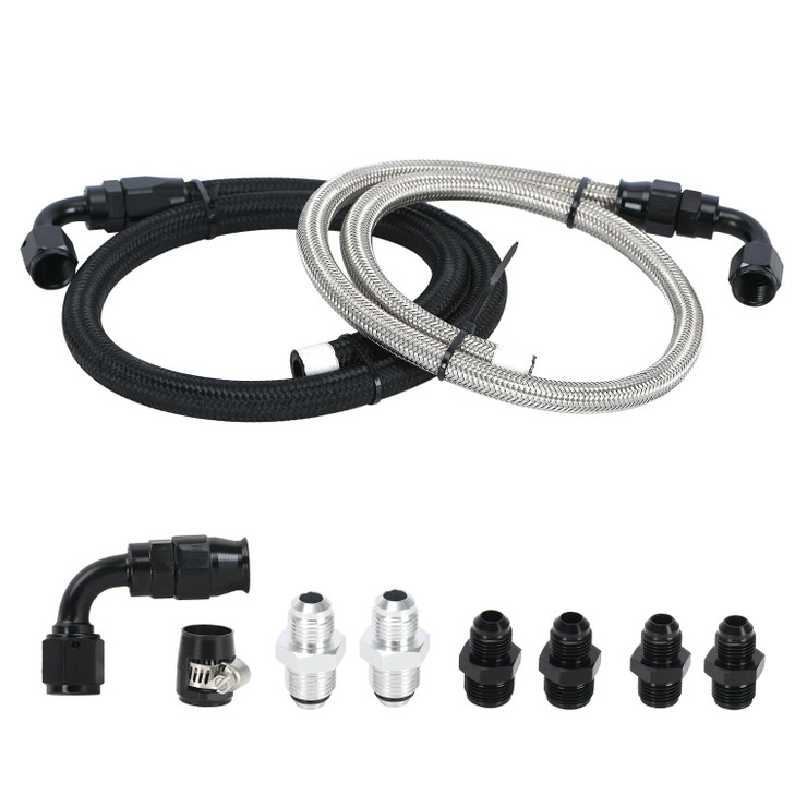 PQY 25Inch 6AN Power Steering Pump Hose Kit Compatible with Chevy C10 LS Swap Engine HighLow Pressure Line with LeakProo