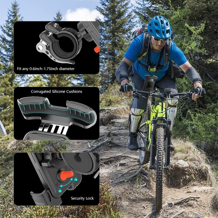 Marspeeder Bike Motorcycle Phone MountSuper Stable Metal Bike Motorcycle Phone Holder with Security Lock Bicycle Phone M