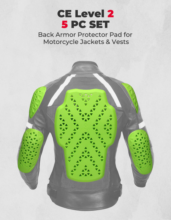 KEMIMOTO CE Level 2 Back Armor Protector Pad CE Level 2 Elbow and Shoulder Certified Anti Impact Inserts for Motorcycle
