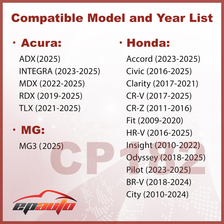 EPAuto CP182 CF11182 Cabin Air Filter Replacement for Honda Accord Civic CRV Fit HRV Insight Odyssey Pilot CRZ Clarity A