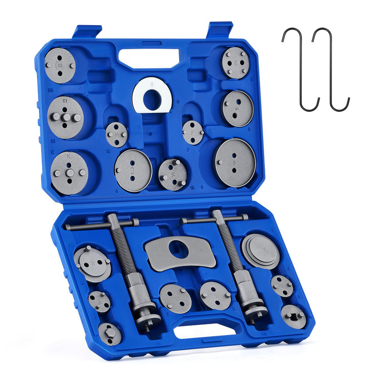 Orion Motor Tech 24pc Brake Caliper Compression Tool Set Heavy Duty Brake Piston Compressor Tool and Wind Back Tool Kit