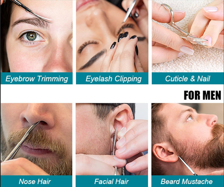 Suvorna Eyebrow Scissors for Women - Small Scissors for Beard, Mustache, Facial, EyeLash, Nose & Ear Hair - Eyebrow Trimmer for Women and Men, brow s