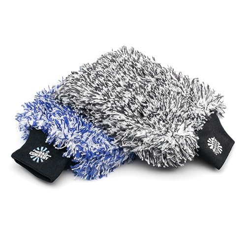 The Rag Company The Cyclone Ultra Wash Mitts 7030 Gauntlet Blend Korean Microfiber Foam Padding ScratchFree LintFree Gre