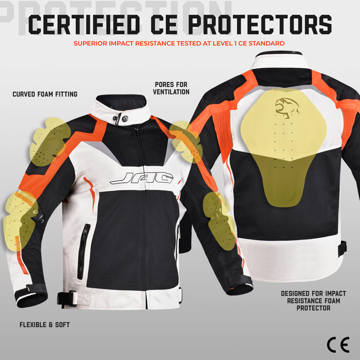 JAG JAG Mesh Motorcycle Biker JacketCE Level 1 Armor Motorbike Jacket MenHigh Visibility Riding Jacket with Armor US Alp