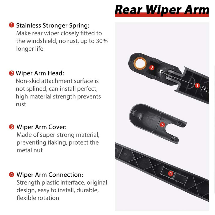 OTUAYAUTO Rear Windshield Wiper Arm Blade Kits Replacement for Ford Explorer 20112023 Escape 20132023 Lincoln MKX 201520