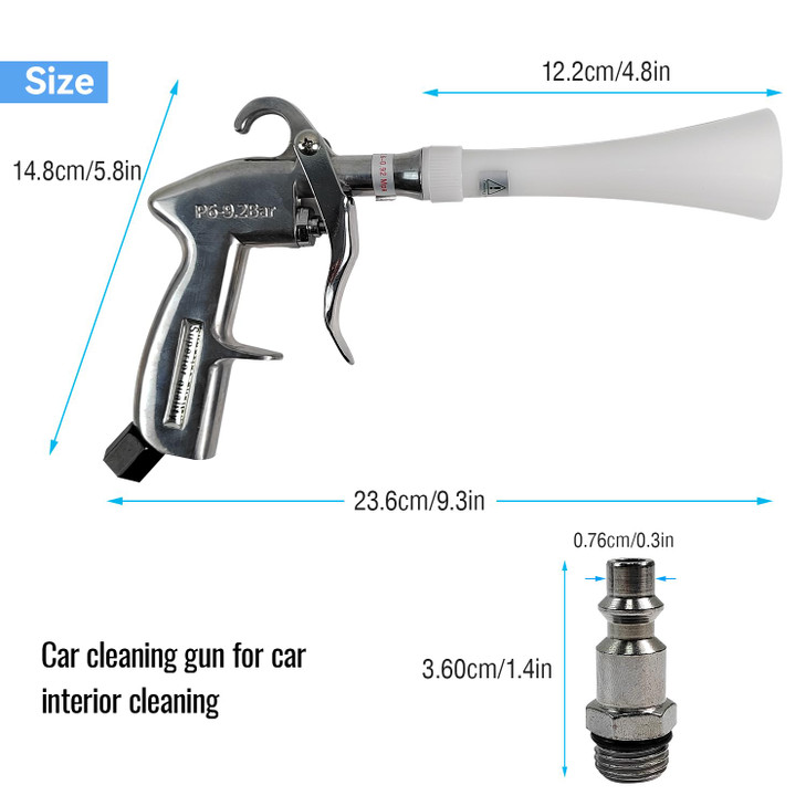 Bqweun Aluminium Car Cleaning Gun with Tapered Nozzle Air Blower for Car Detailing Air Blow Blower Gun for Detailing Car
