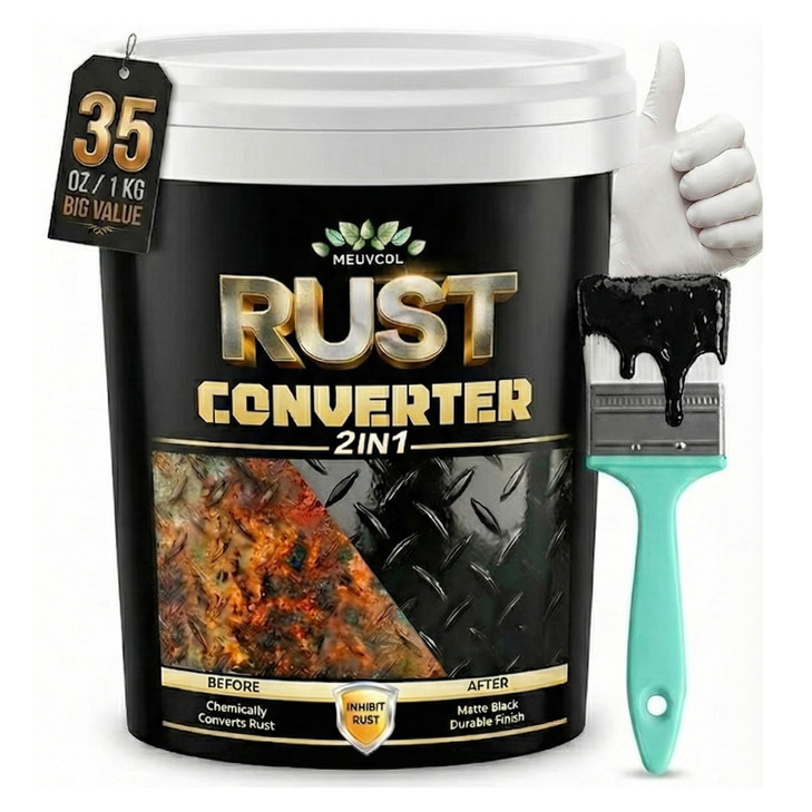 2 in 1 Rust Converter Metal Primer 35 oz Black Rust Reformer Paint for Metal Trailer Truck Frame Car Chassis Ultra Rust