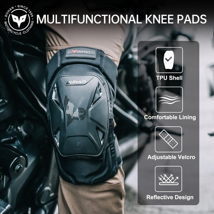 DUHAN Motorcycle Knee Pads for Men Women Motocross Dirt Bike MTB Skateboarding Protective Gear CE Level 1 Certified Blac