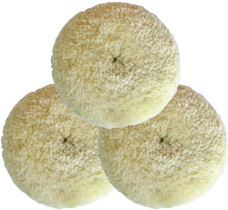 Wool Buffing Pad Kit 7Inch 3PCS 100 Natural Wool Car Auto Hook and Loop Grip Buffing Pad for Compound Cutting Polishing