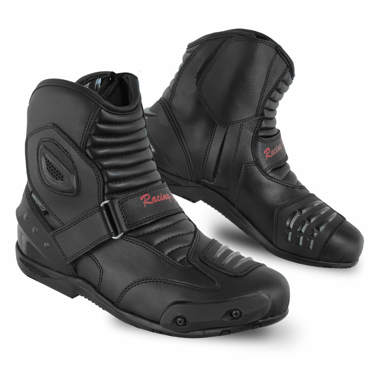 PROFIRST Short Ankle Leather Motorbike boots for men Motorcycle boots Protective Shoes for Riders CE Approved Black US F