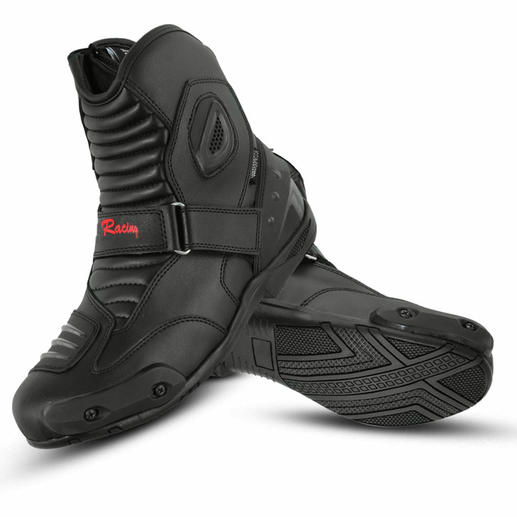 PROFIRST Short Ankle Leather Motorbike boots for men Motorcycle boots Protective Shoes for Riders CE Approved Black US F
