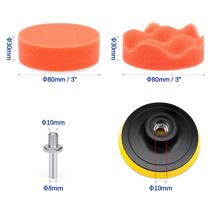 Petutu Car Foam Drill Polishing Pad Kit 22 PCS 3 Inch Buffing Pads