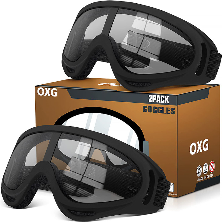 OXG 2 Pairs Motorcycle Goggles Fit Helmet ATV Ski Goggles AntiUV Dustproof Windproof Dirt Bike Goggles for Youth Men Wom